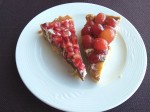 Tarts with fruits - pomegranate and grapes.