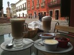 San Miguel de Allende - Coffee with milk and cappuccino. San Miguel de Allende - Coffee with milk and cappuccino.