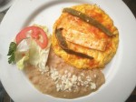 Huevos de Valla with frijoles - Omelet like eggs served with local cheese and fried beans; breakfast in San Miguel de Allende.