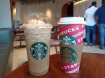 Ice coffe and hot latte - Starbucks, Santo Domingo, Dominican Republic 