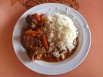 White rice with stewed beef - La Bandera - plato del día, Santo Domingo, Dominican Republic
