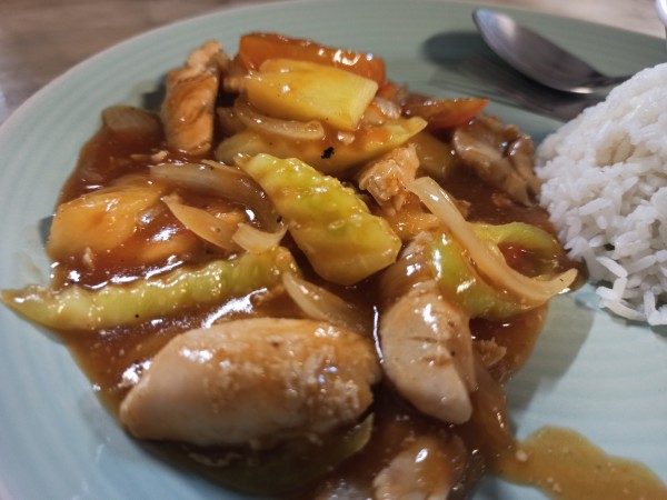 Thai style sweet and sour chicken with rice