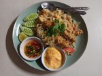 Thai style fried rice with crispy chicken