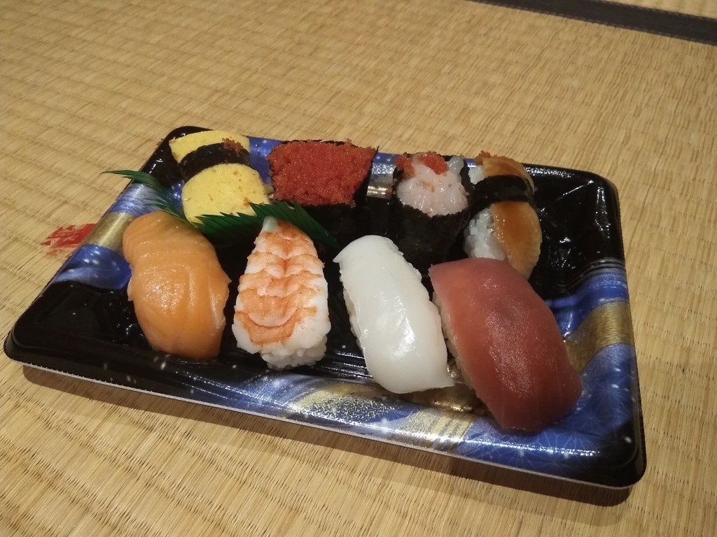 Set of sushi from a supermarket.
