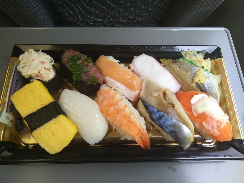 Set of sushi from a supermarket.