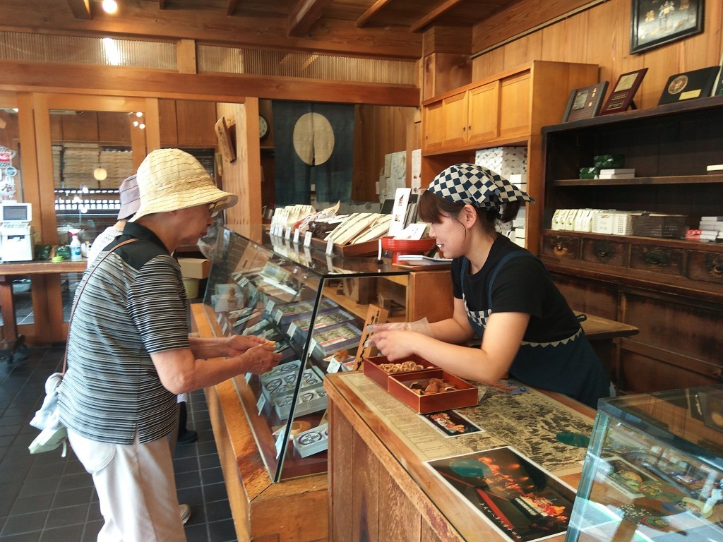 Koyasan local shop with Japanese sweets - wagashi.