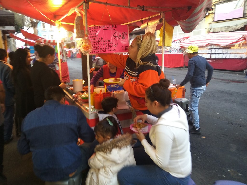 A street stall with quesadillas.