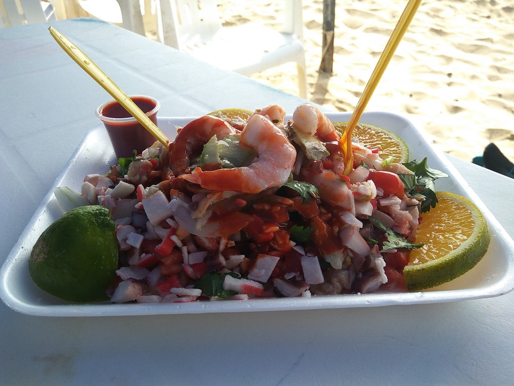 Ceviche with fish and seafood.