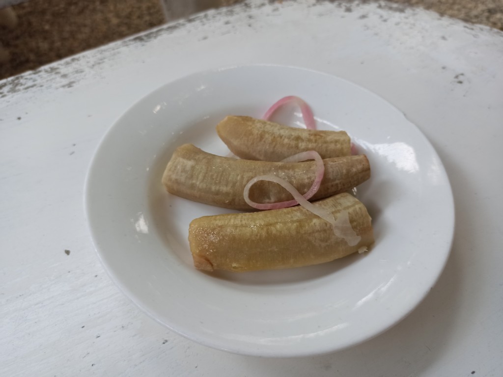 Desayuno dominicano - boiled bananas/guineos - a traditional Dominican breakfast.