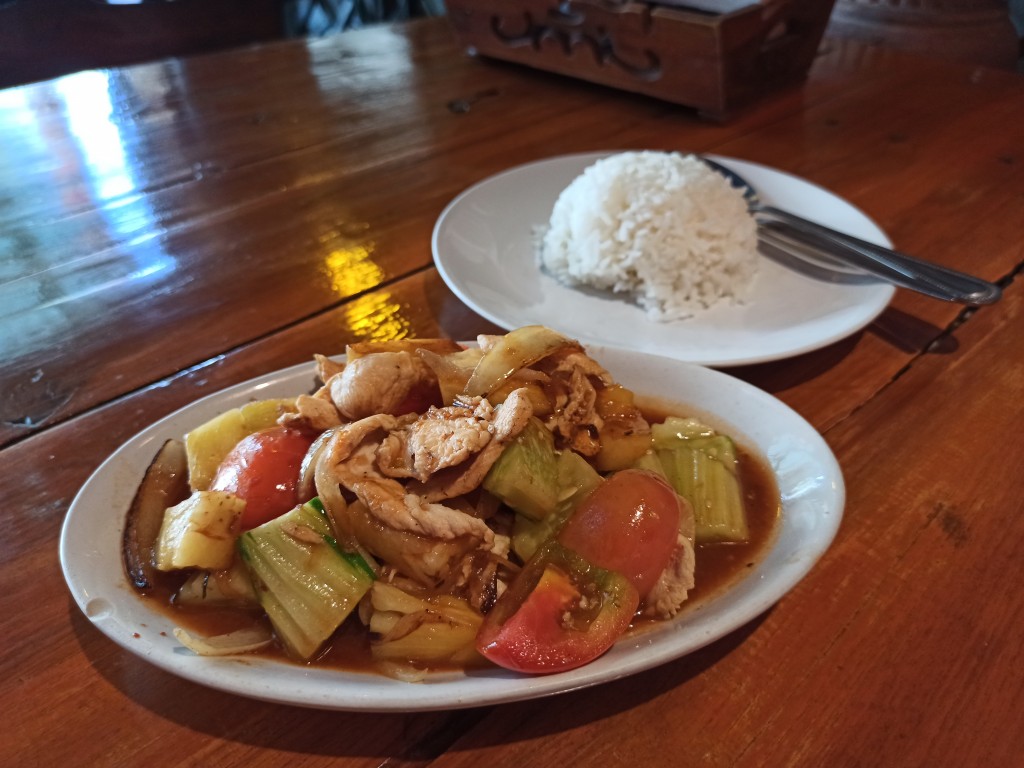 Thai style sweet and sour chicken with rice