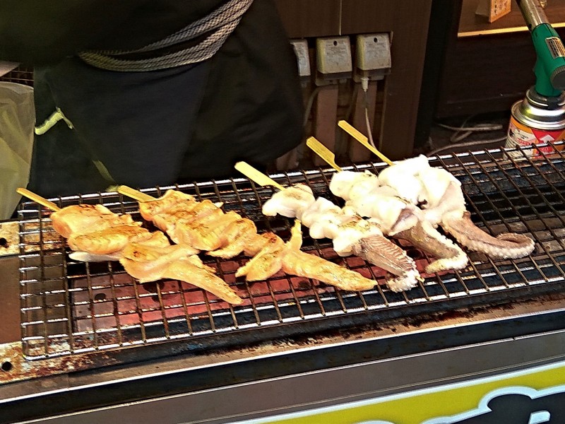 Squid tentacles skewers - Okayama.