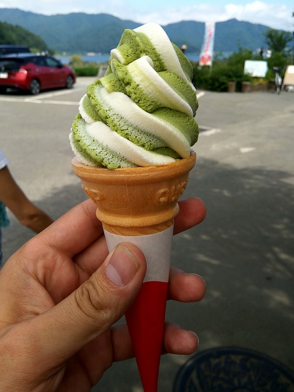 Matcha tea ice creams - Fuji Mountain, Kawaguchi Lake.