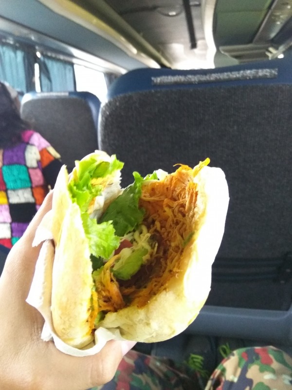 Mexican Torta de pollo - a chicken club sandwich.