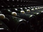 Château Musar - cellars with wine bottles covered by cobwebs.