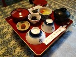 A traditional Buddhist breakfast in a 1000 year-old Buddhist temple, Shukubo Koya-san Eko-in monastery.