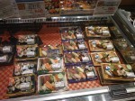 Selection of sushi sets in a Japanese supermarket.