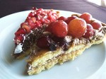 Tarts with fruits - pomegranate and grapes.