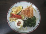 Grilled chicken breast with grilled vegetables, spinach and yoghurt sauce. Grilled chicken breast with grilled vegetables, spinach and yoghurt sauce.