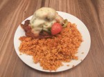 Chicken with rice, broccoli and cheese.