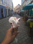 Yogurt with cherries ice creams