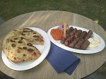 Ćevapčići meal with kaymak cheese and ajvar