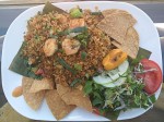 Rice with prawns on a banana leaf - Costa Rica