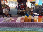 Fruit juices and sushi rolls - Japanese food - Sunday Asian Street food market in Santo Domingo