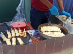 Mitarashi tofu dango & Okonomiyaki - Japanese food - Sunday Asian Street food market in Santo Domingo