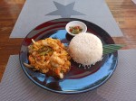 Stir-fried seafood in a yellow curry