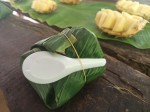 Banana leaf lunch box for a meal during the jungle trekking in Thailand