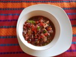 Guatemalan shrimp ceviche with tostadas and guacamole from Panajachel, Lake Atitlan
