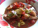 Guatemalan shrimp ceviche with tostadas and guacamole from Panajachel, Lake Atitlan