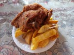 2 Days & 1 Night Acatenango and Fuego Volcano trekking menu in Guatemala - fried chicken with fries