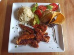 Deep fried breaded chicken fajitas