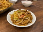 Trying Japanese yakisoba during the Sanja Matsuri Festival