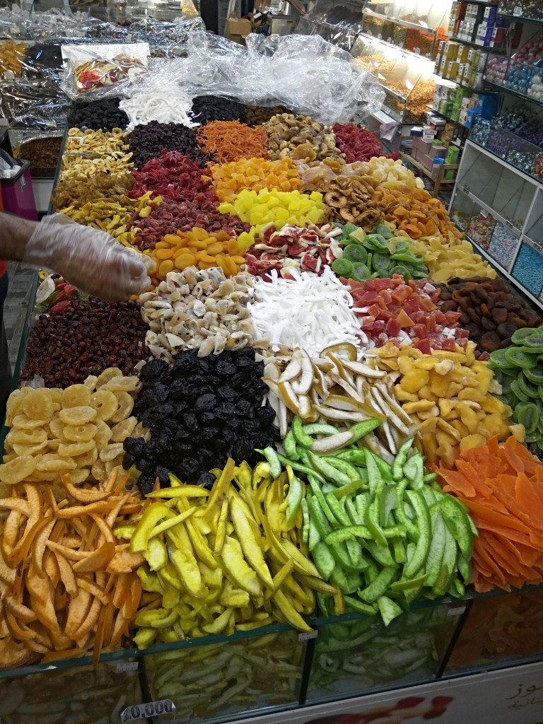 A colorful shop with dried fruits in Beirut.