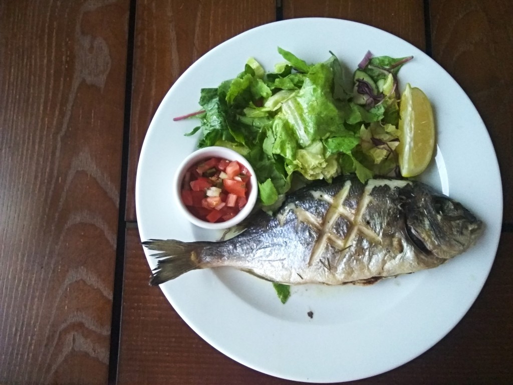 Grilled fish.