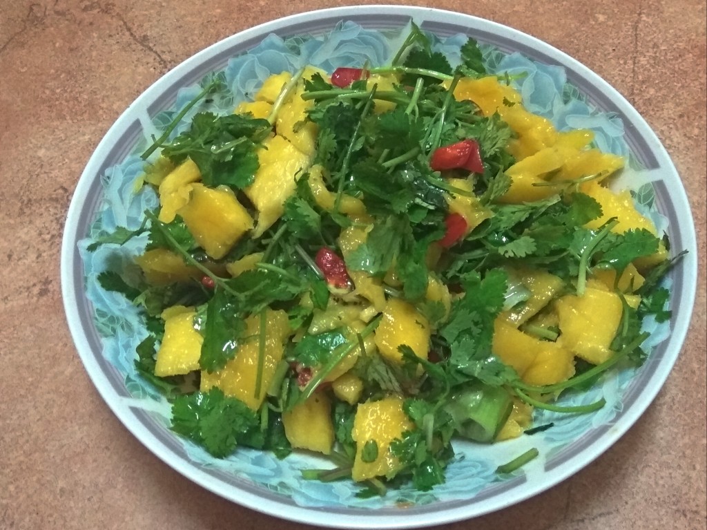 Fresh mango and cilantro salad.
