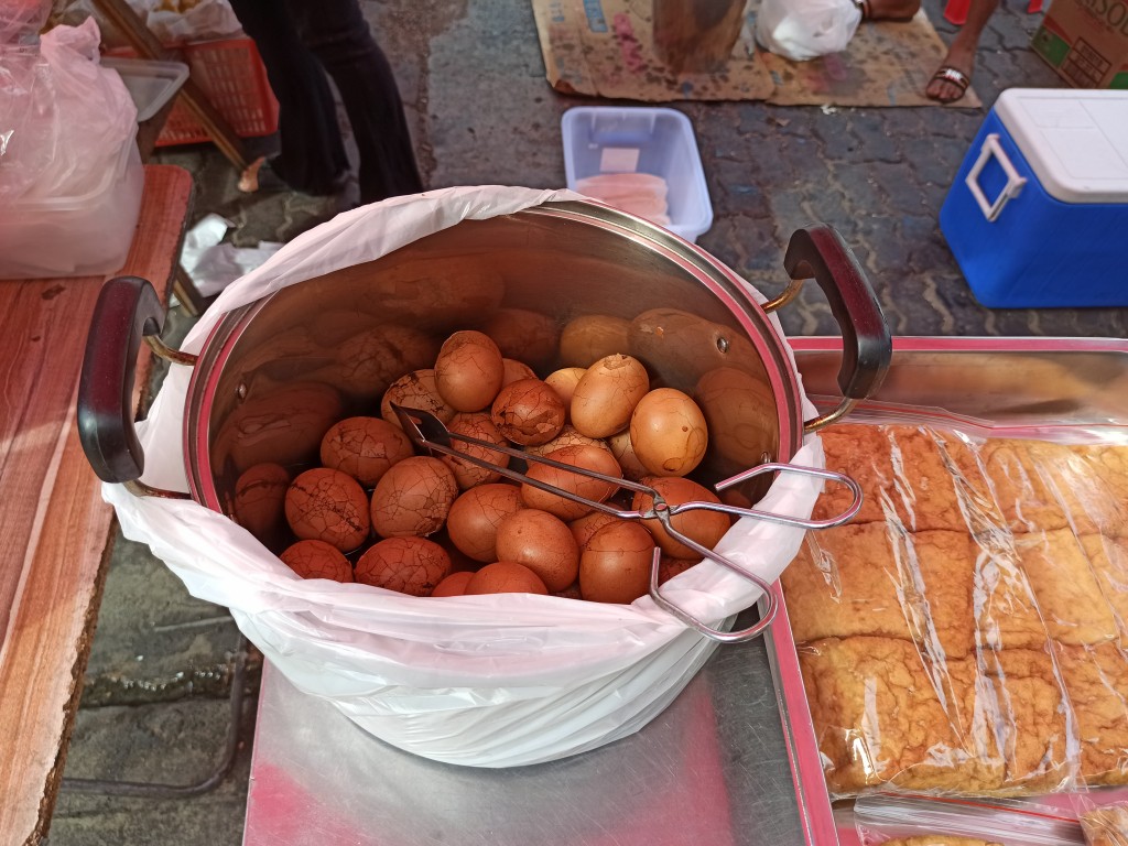 Hard boiled eggs - Sunday Asian Street food market in Santo Domingo