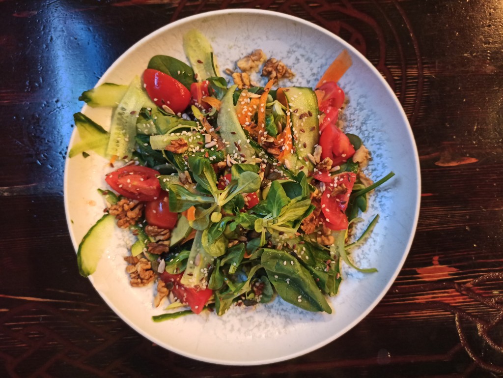 Vegan green avocado and nuts salad Vegan green avocado and nuts salad