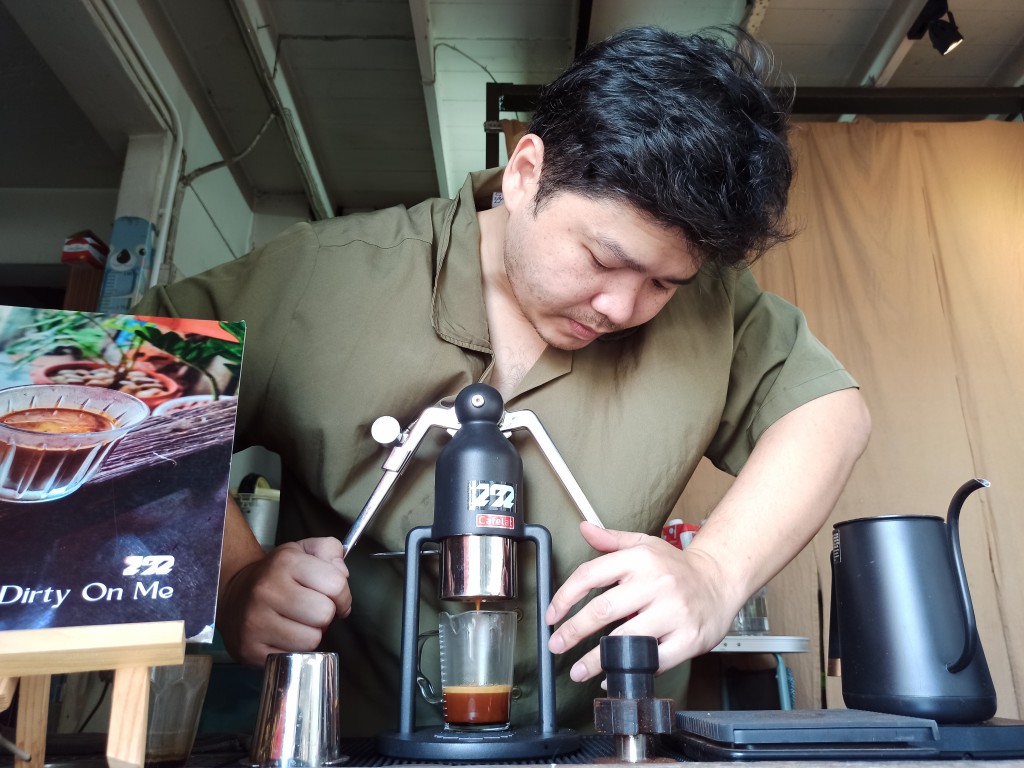 Thai iced coffee brewed in an alternative method, in a Slow bar in Bangkok, Thailand