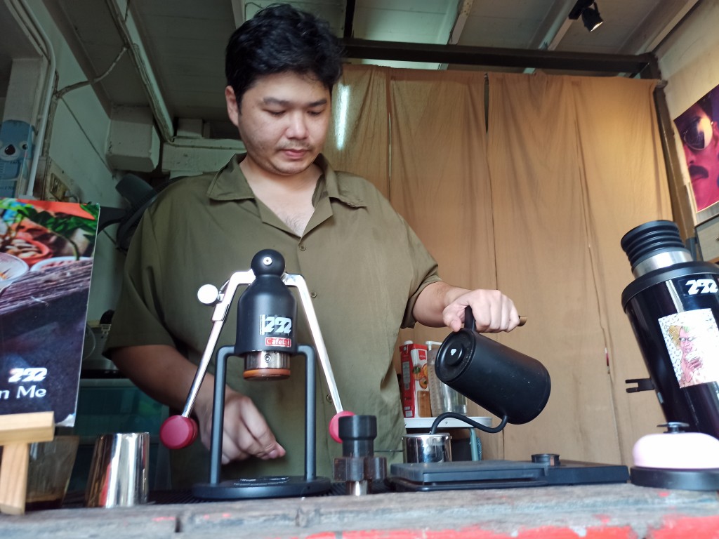 Thai iced coffee brewed in an alternative method, in a Slow bar in Bangkok, Thailand