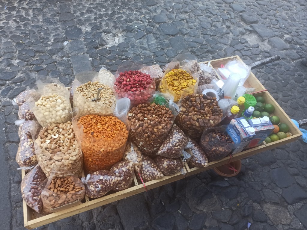 A sample menu on a 2 Days & 1 Night Acatenango and Fuego Volcano trekking tour - healthy snacks - nuts