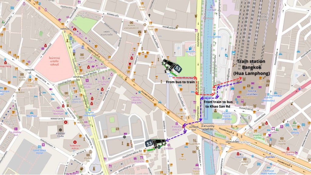 How to Get from Khao San Road to Hua Lamphong Station and vice versa? How to Get from Khao San Road to Hua Lamphong Station and vice versa?
